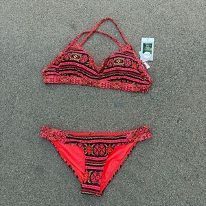 Eidon Boho Print Bikini Set D Cup Top XS/TP Bottoms NWT